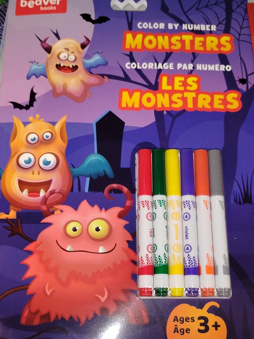 Kids Halloween Monsters Color-by-Number Set with Colorful Markers